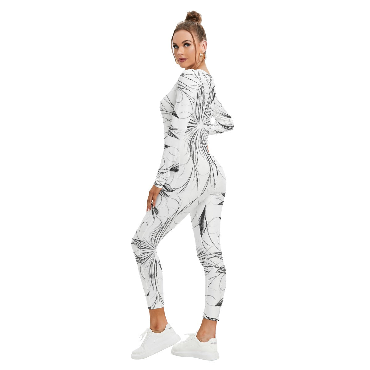 All-Over Print Women's Plunging Neck Jumpsuit