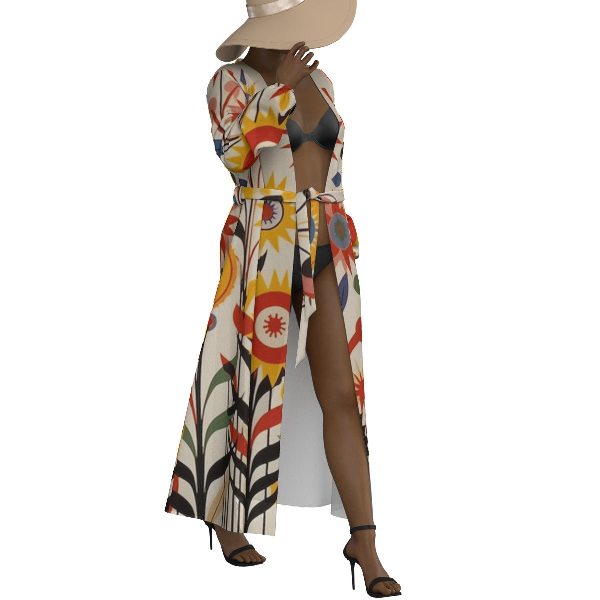 All-Over Print Women's Lace-up Chiffon Robe