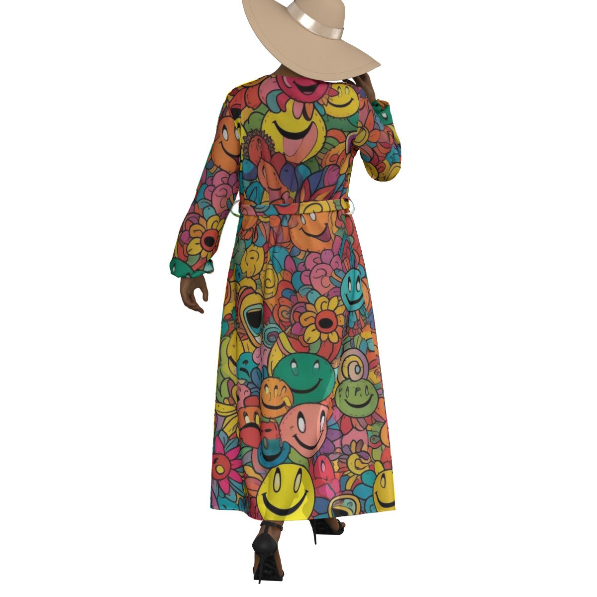 All-Over Print Women's Lace-up Chiffon Robe