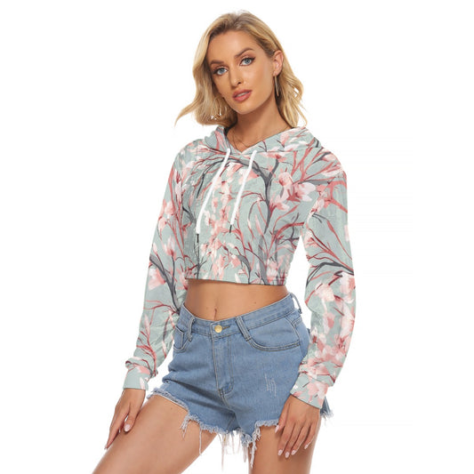 All-Over Print Women's Crop Top Hoodie|Velvet