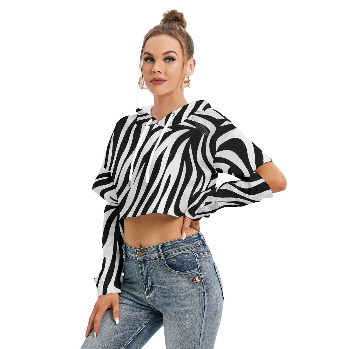All-Over Print Women's Heavy Fleece Hoodie With Hollow Out Sleeve