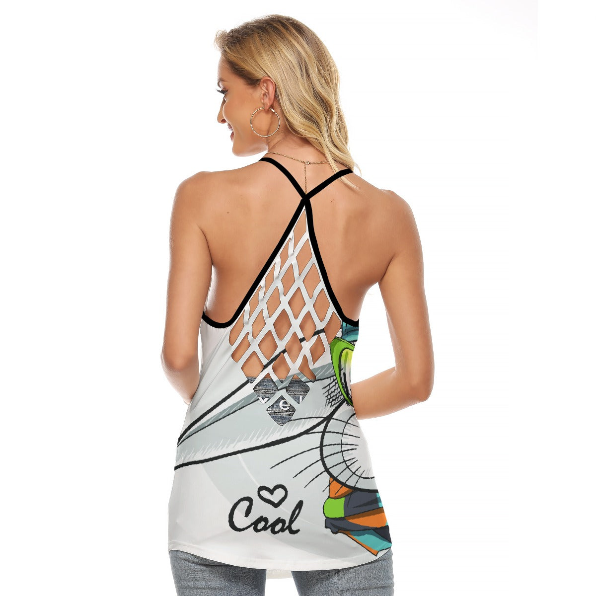 All-Over Print Women's Criss-Cross Open Back Tank Top