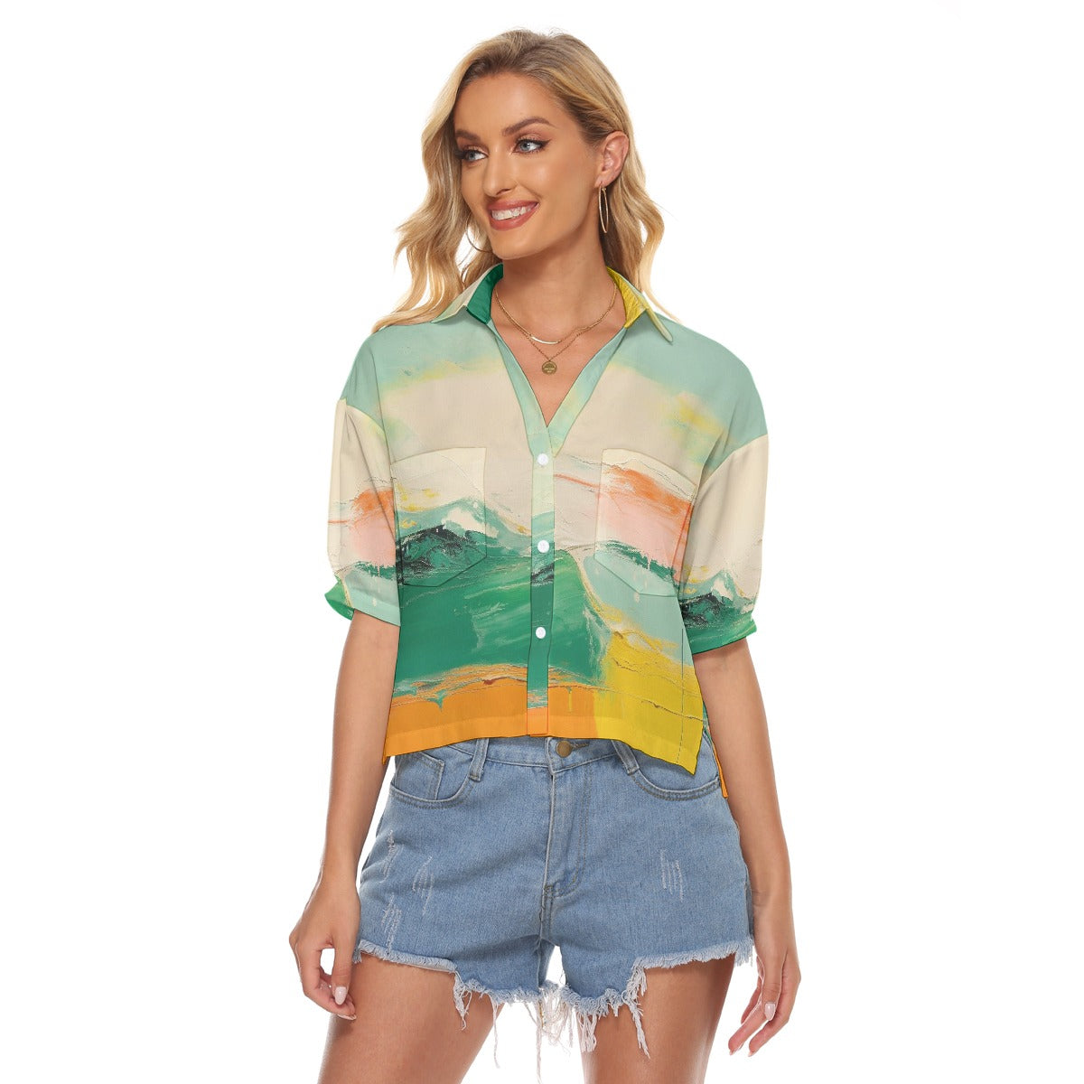 All-Over Print Women's V-neck Shirts