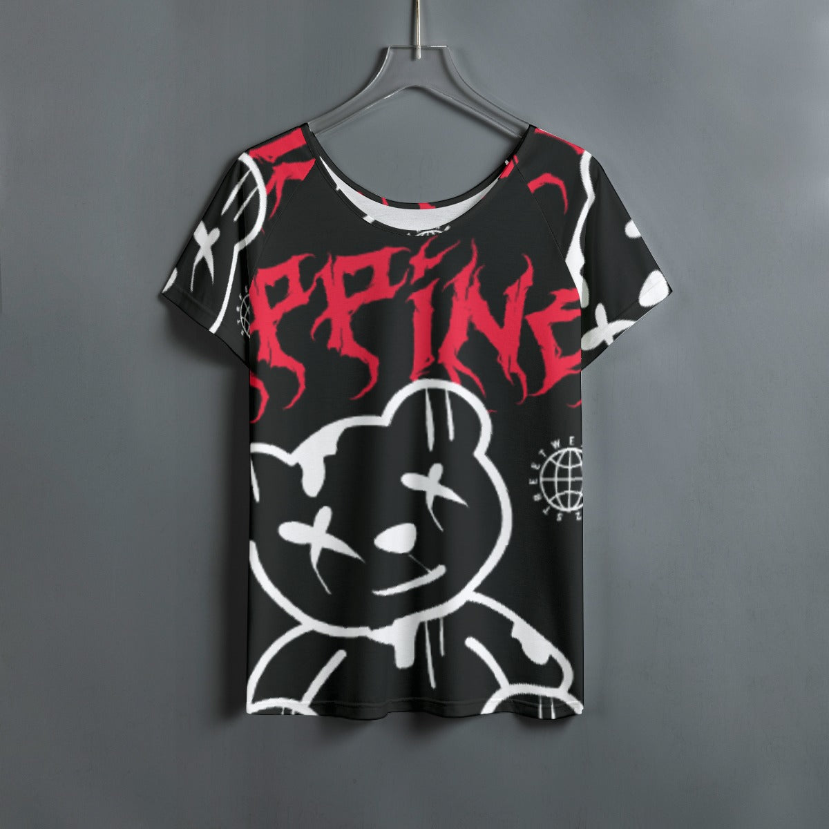 All-Over Print Women's Round Neck T-shirt With Raglan Sleeve
