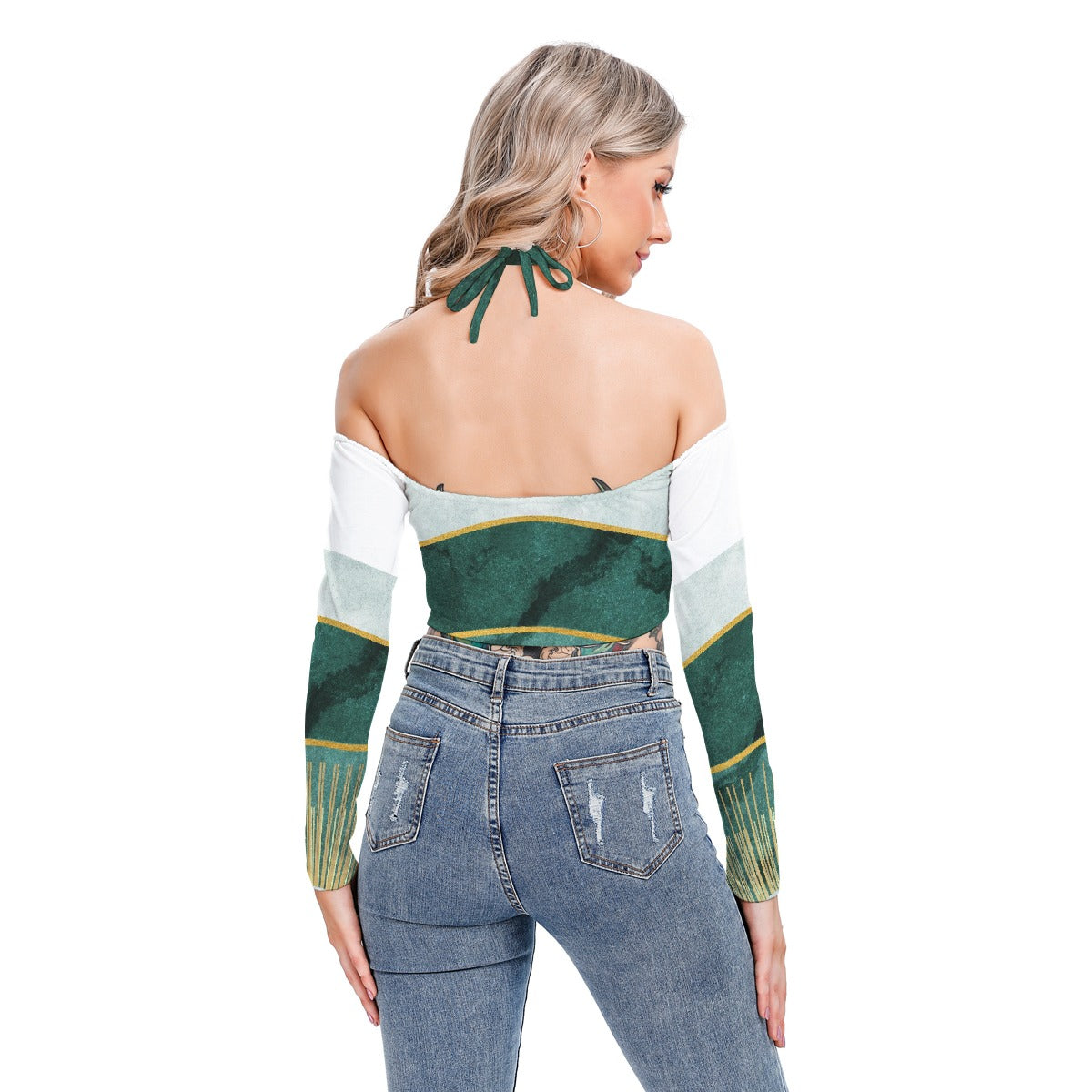 All-Over Print Women's Halter Lace-up Top