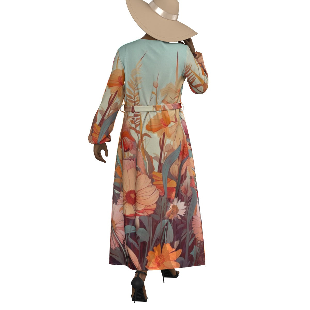 All-Over Print Women's Lace-up Chiffon Robe