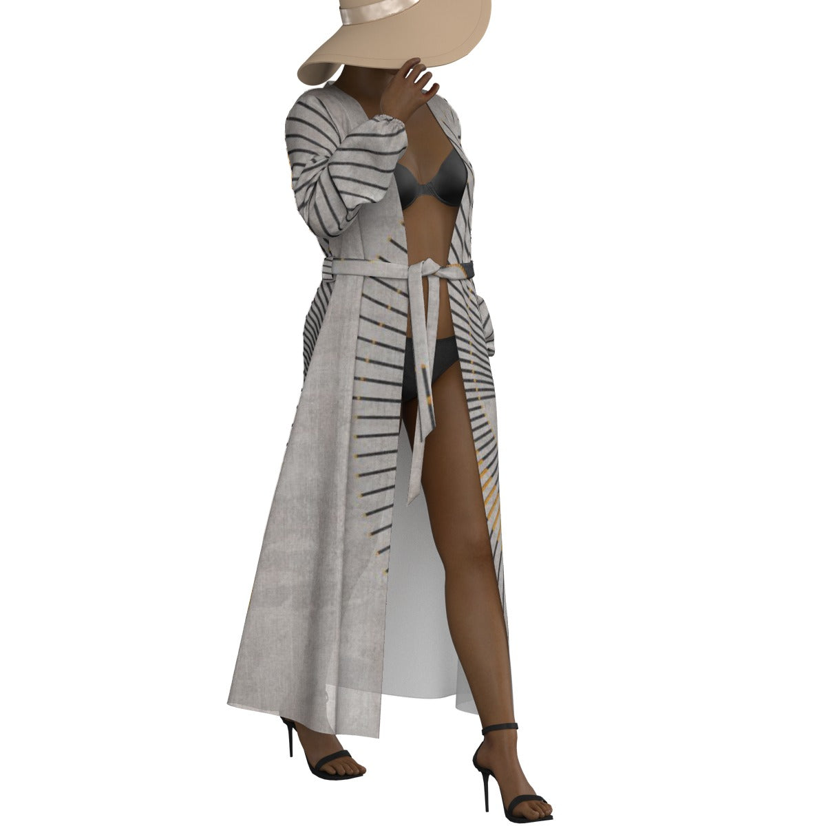 All-Over Print Women's Lace-up Chiffon Robe