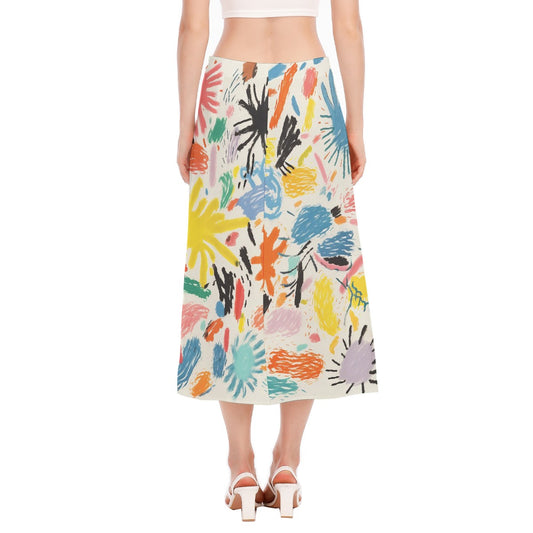 All-Over Print Women's High Slit Long Skirt