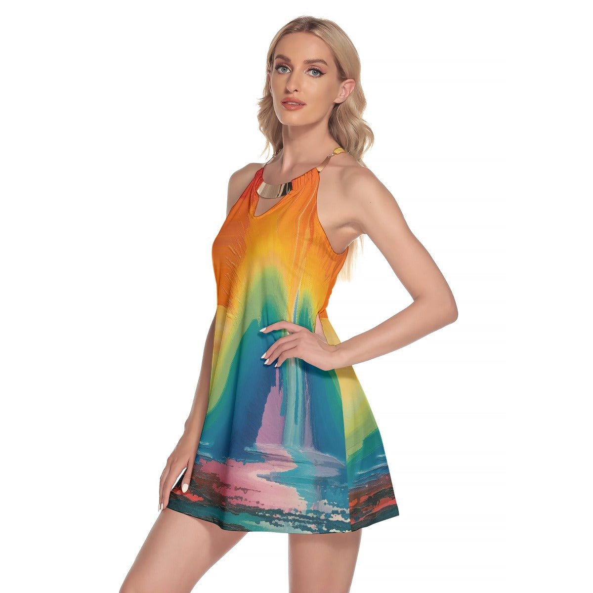 All-Over Print Women's Round Neck Above Knee Dress