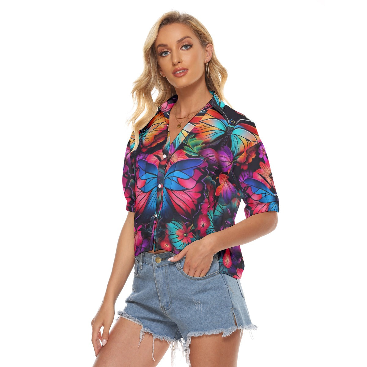 All-Over Print Women's V-neck Shirts