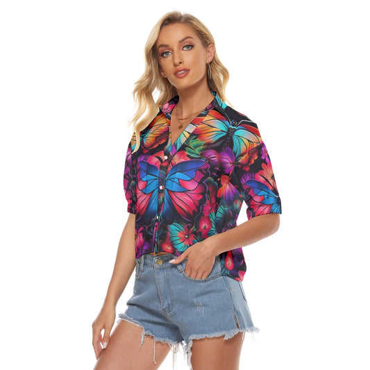 All-Over Print Women's V-neck Shirts