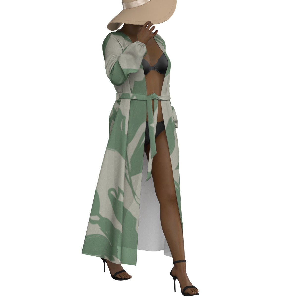 All-Over Print Women's Lace-up Chiffon Robe