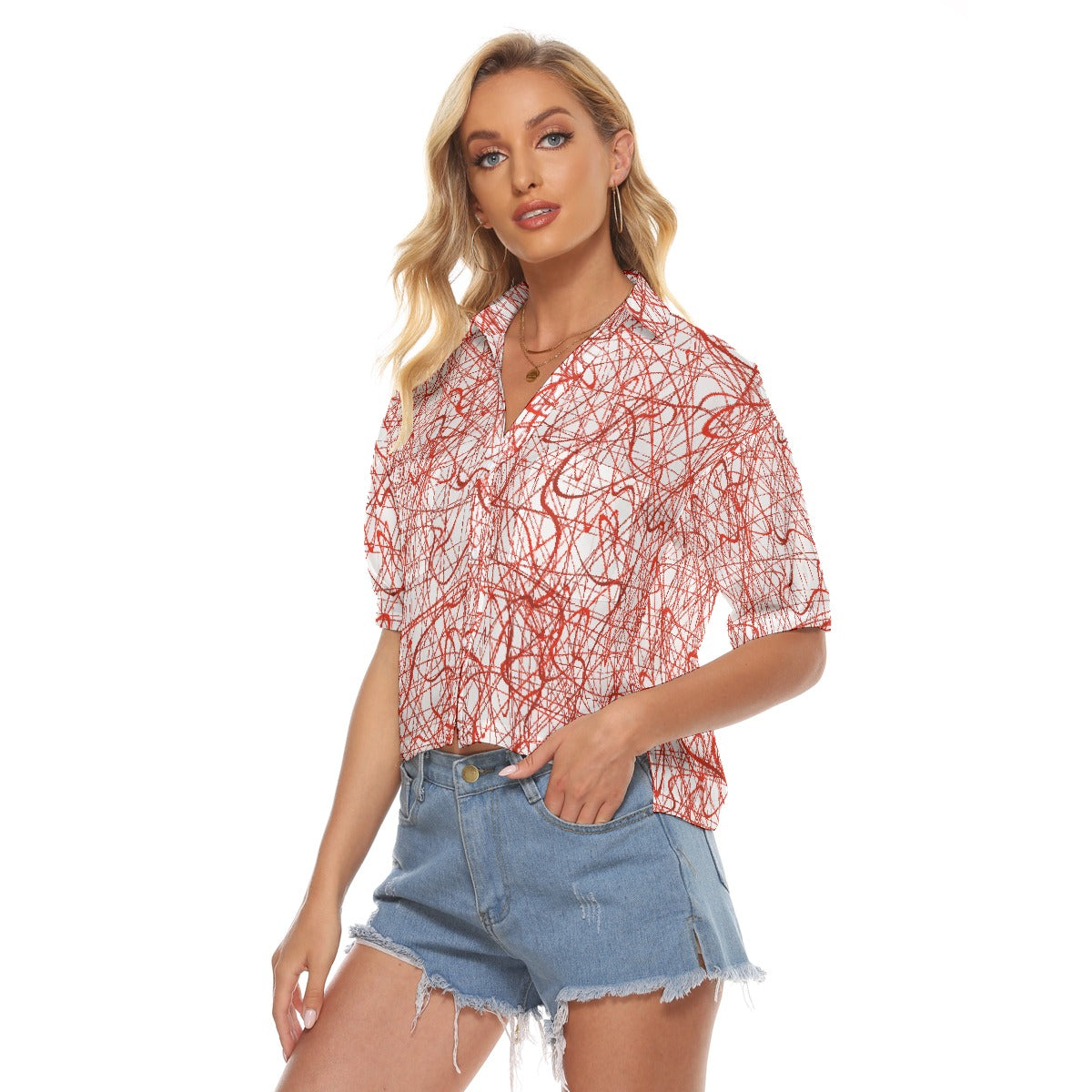 All-Over Print Women's V-neck Shirts