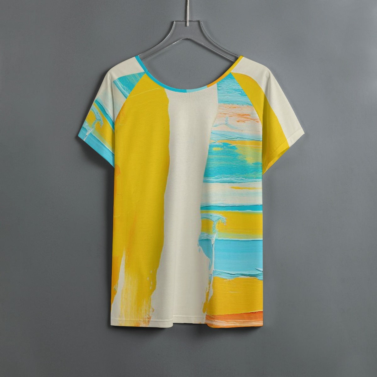 All-Over Print Women's Round Neck T-shirt With Raglan Sleeve