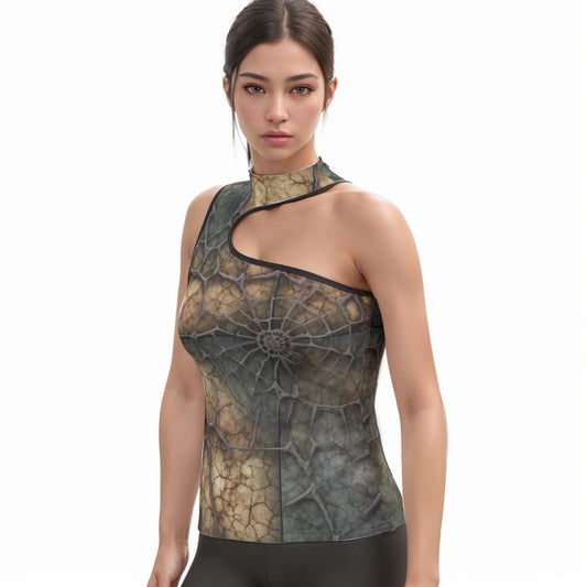 All-Over Print Women's Halter Sleeveless Asymmetrical Tank Top