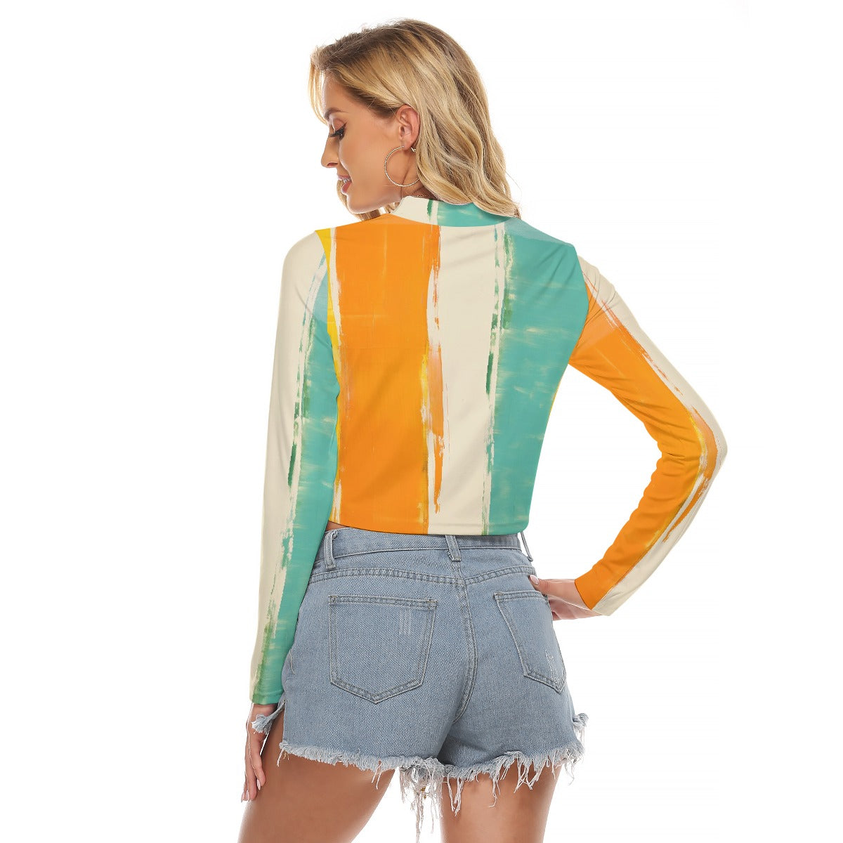 All-Over Print Women's Hollow Chest Keyhole Tight Crop Top