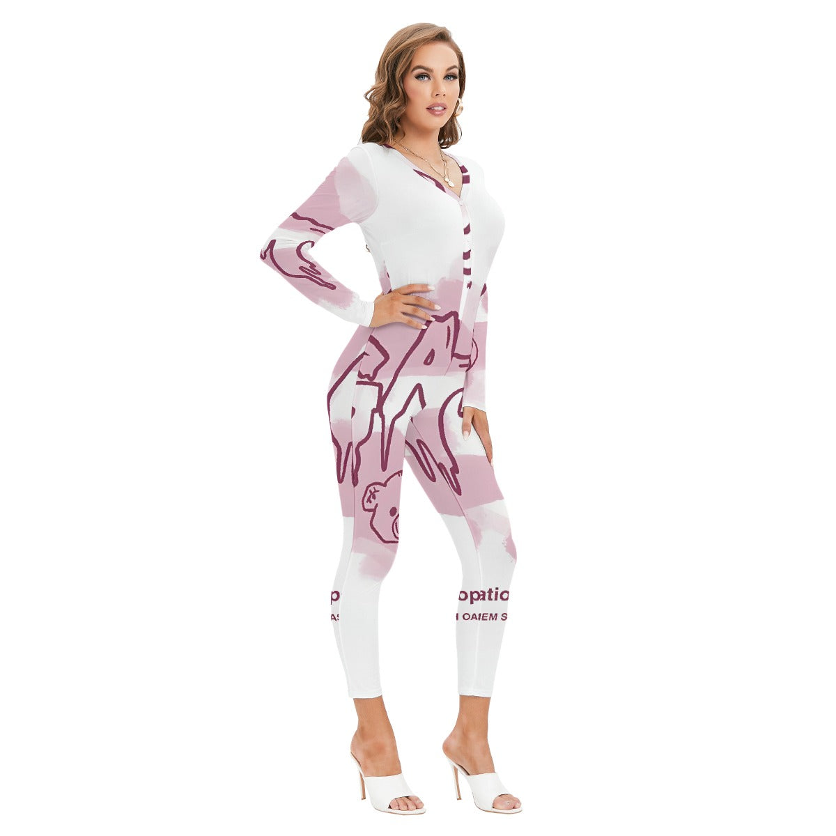 All-Over Print Women's Plunging Neck Jumpsuit