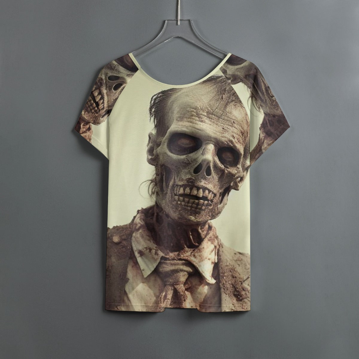 All-Over Print Women's Round Neck T-shirt With Raglan Sleeve