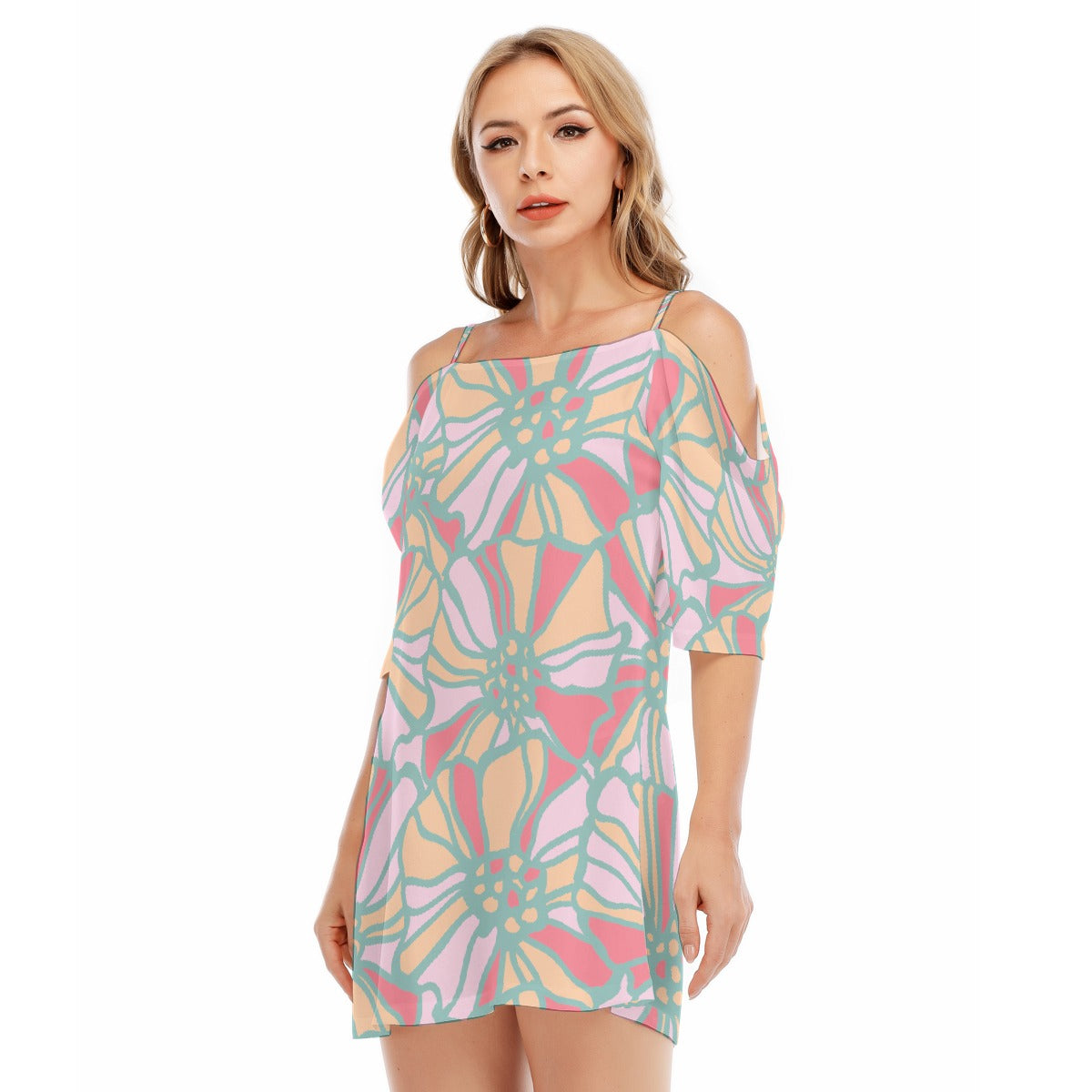 All-Over Print Women's Off-shoulder Cami Dress