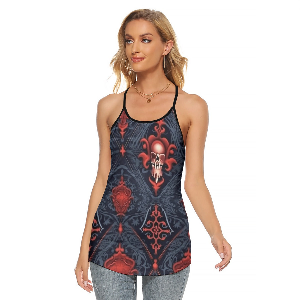 All-Over Print Women's Criss-Cross Open Back Tank Top