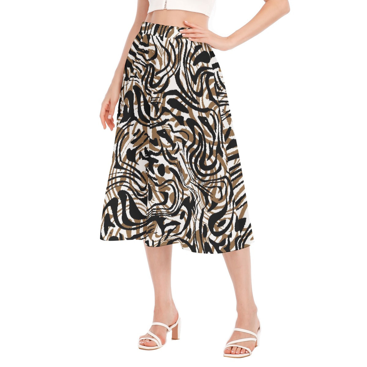All-Over Print Women's Long Section Chiffon Skirt