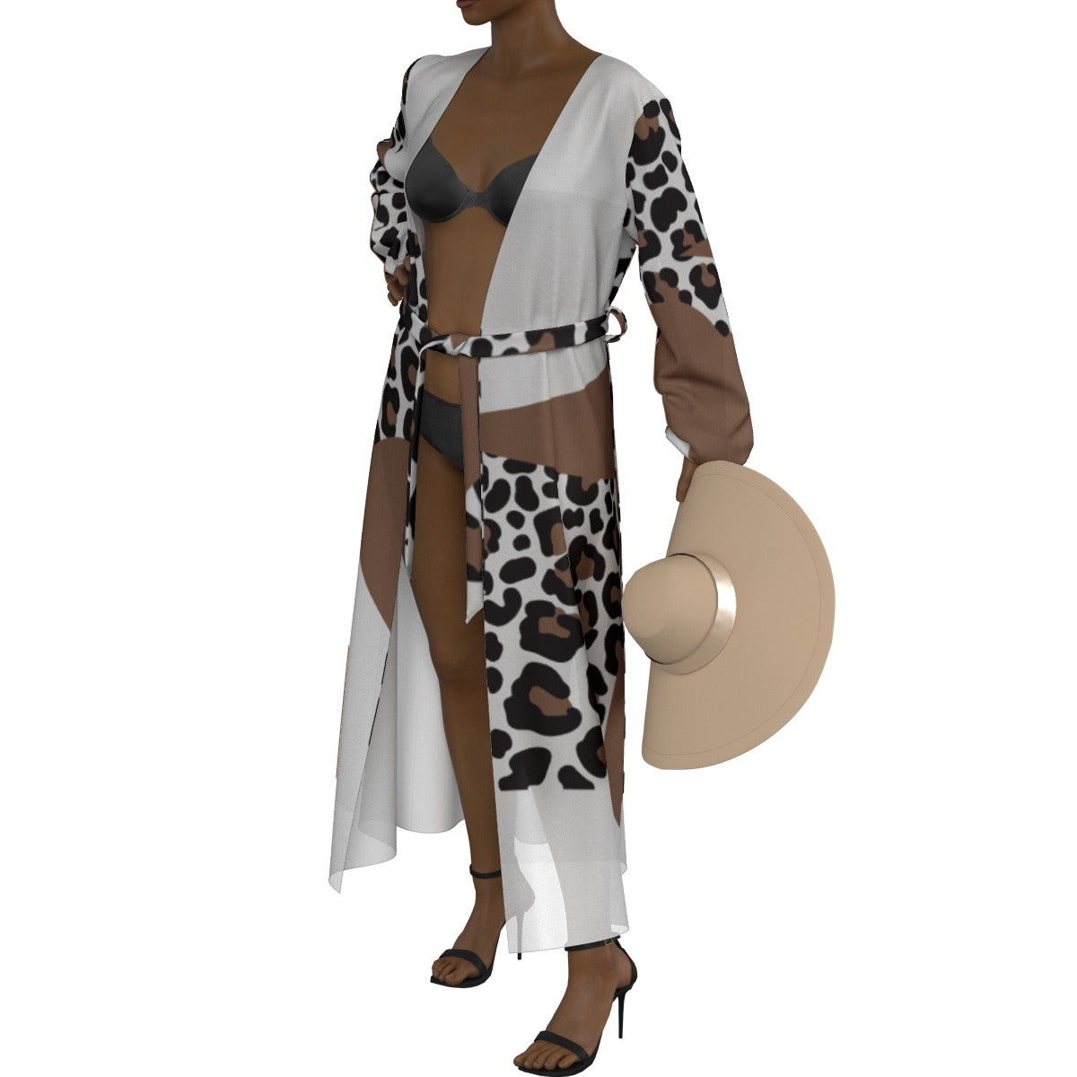 All-Over Print Women's Lace-up Chiffon Robe