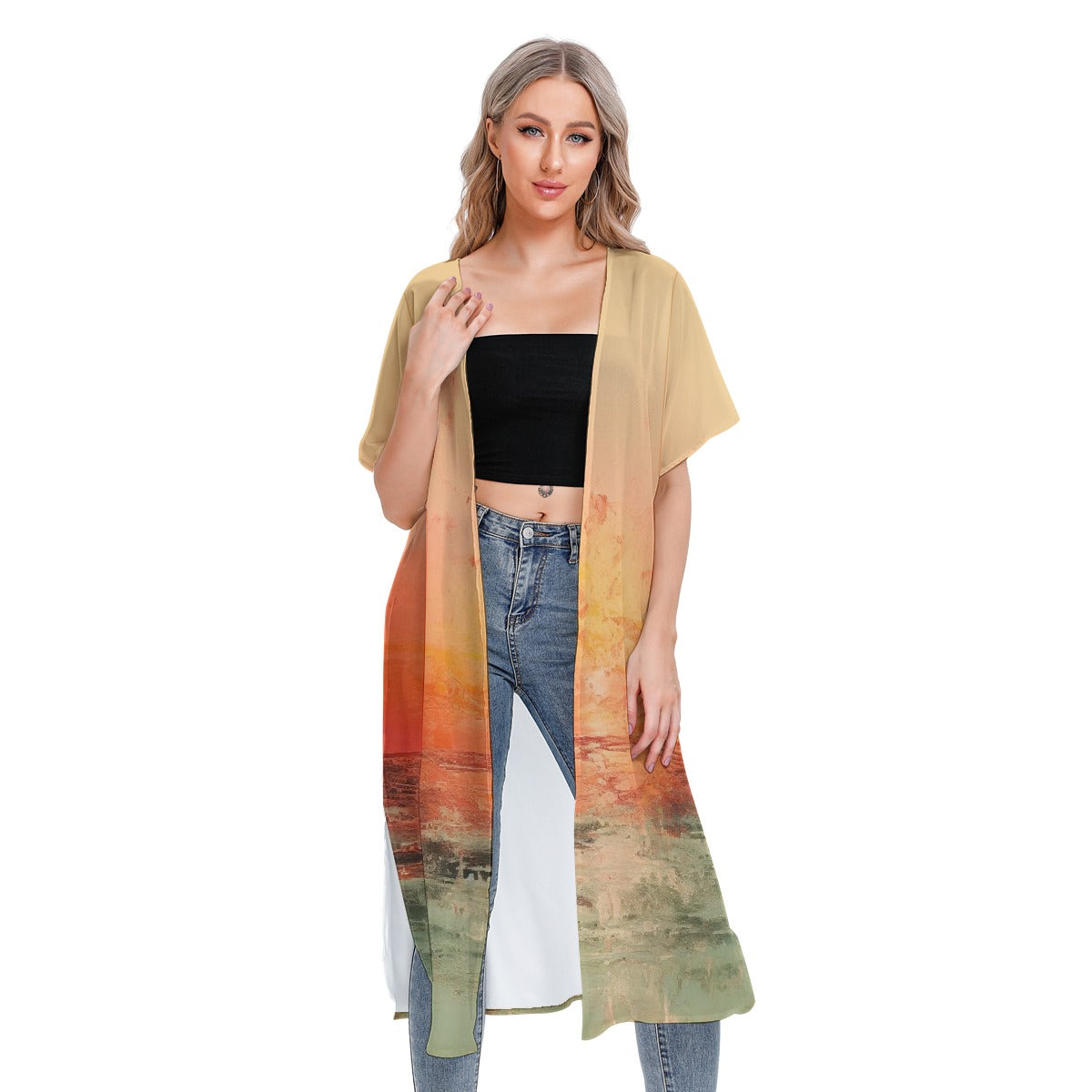 All-Over Print Women's Short Sleeve Cardigan