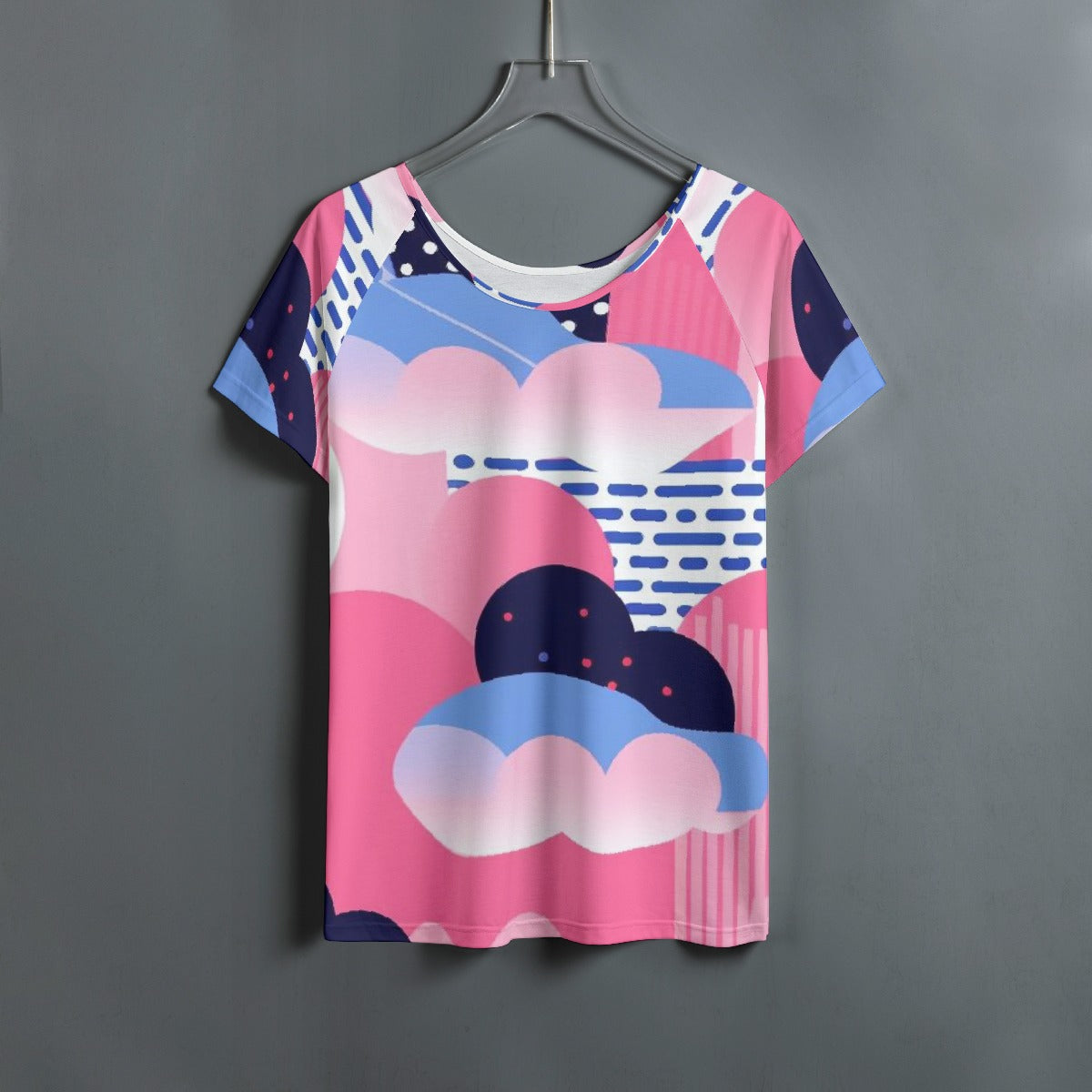 All-Over Print Women's Round Neck T-shirt With Raglan Sleeve