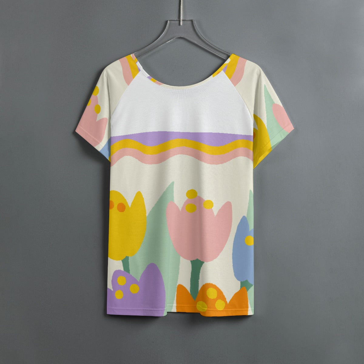 All-Over Print Women's Round Neck T-shirt With Raglan Sleeve