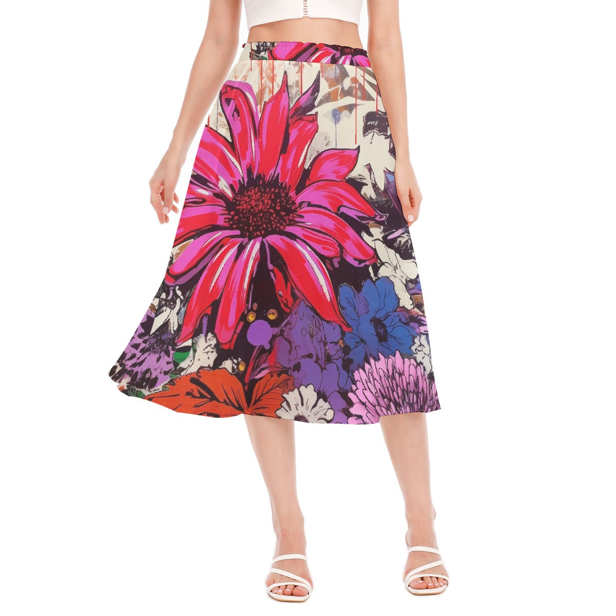 All-Over Print Women's Long Section Chiffon Skirt