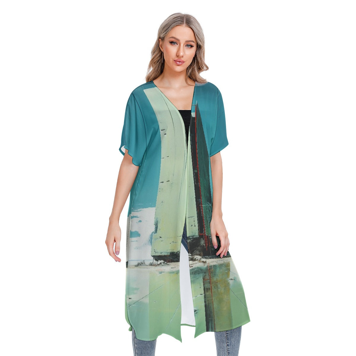 All-Over Print Women's Short Sleeve Cardigan