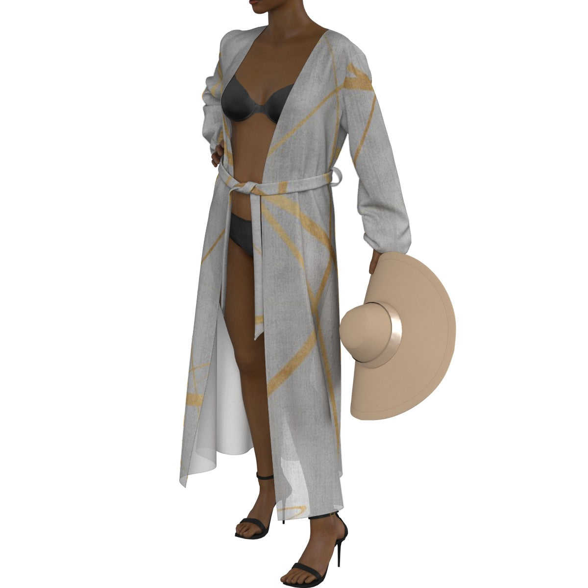 All-Over Print Women's Lace-up Chiffon Robe