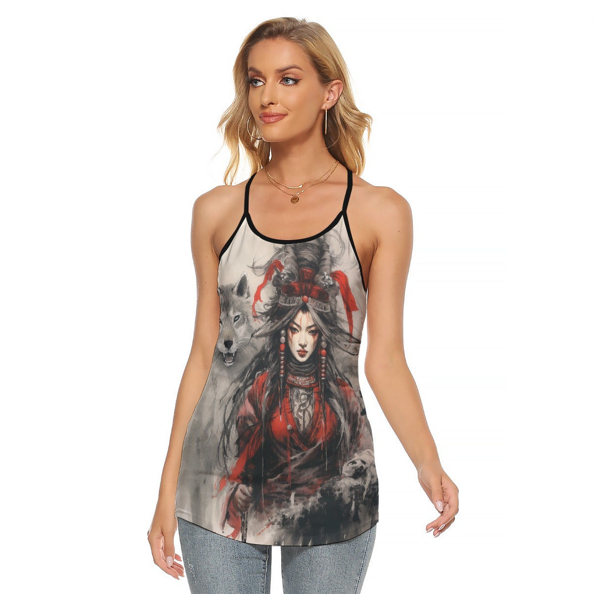All-Over Print Women's Criss-Cross Open Back Tank Top