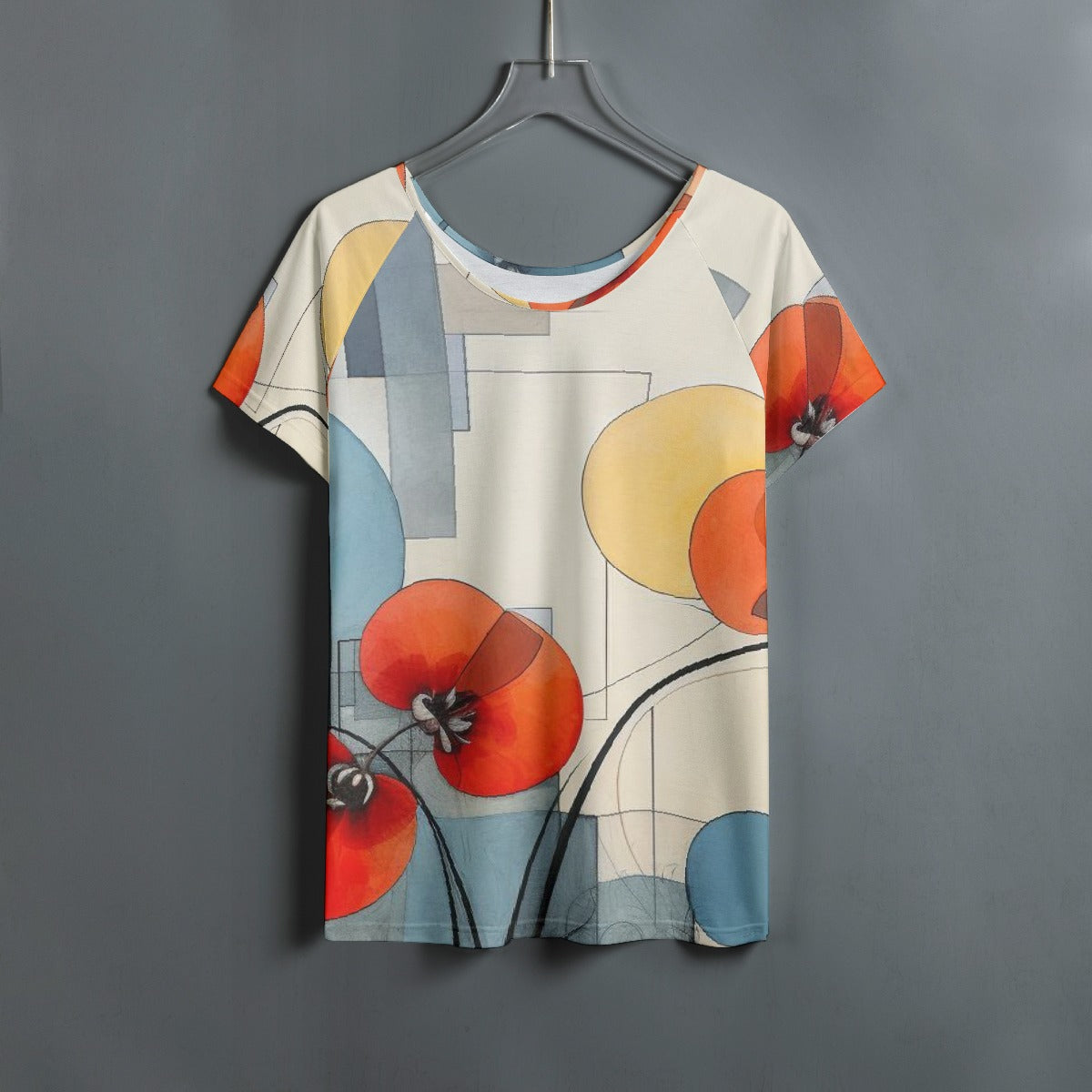 All-Over Print Women's Round Neck T-shirt With Raglan Sleeve