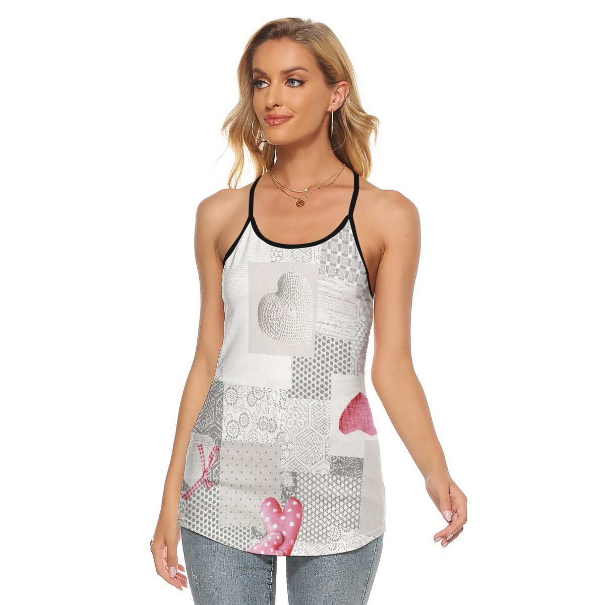 All-Over Print Women's Criss-Cross Open Back Tank Top