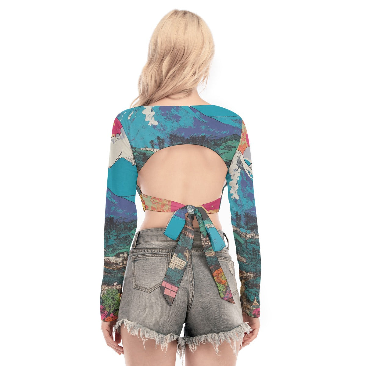 All-Over Print Women's Back Hollow T-shirt With Strap