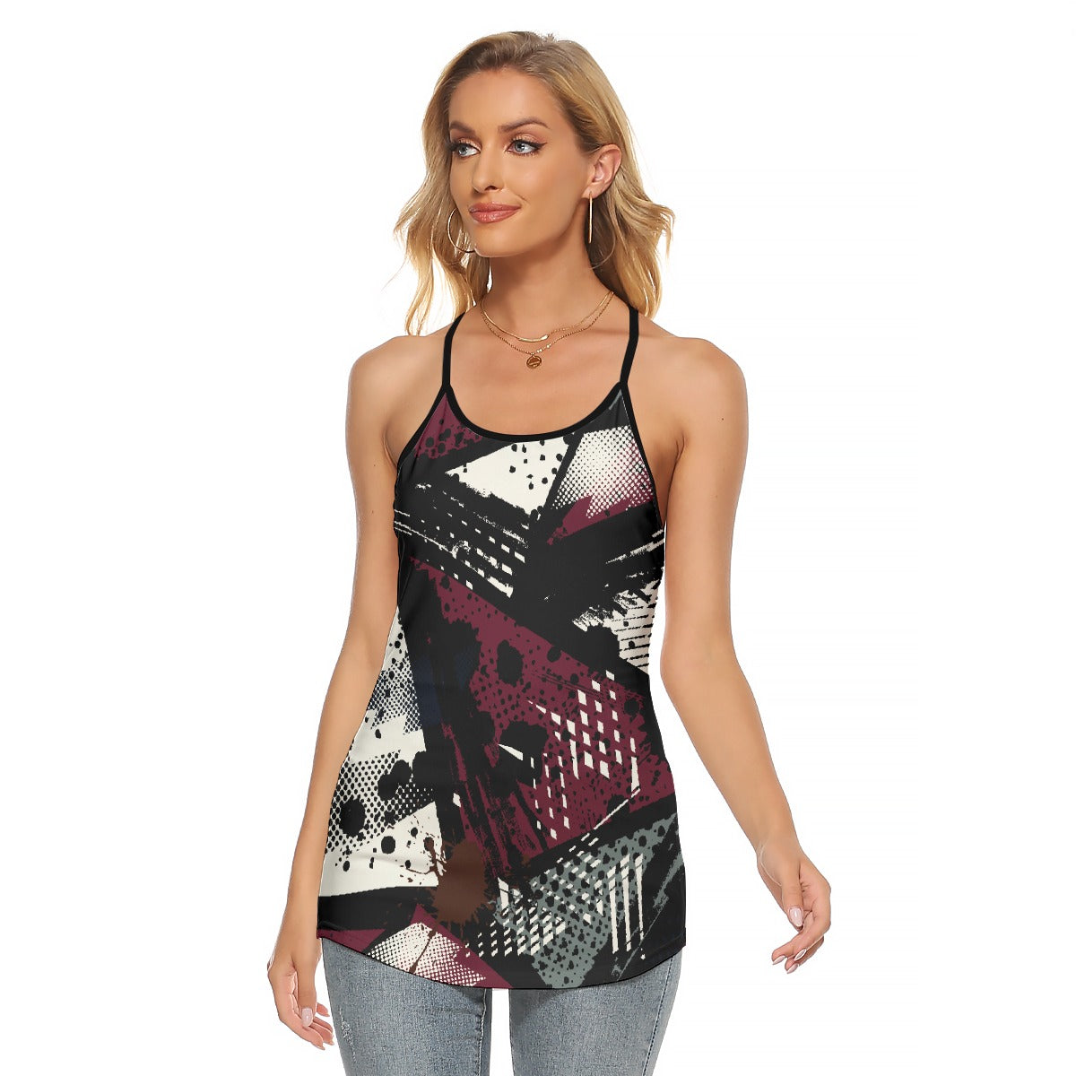 All-Over Print Women's Criss-Cross Open Back Tank Top
