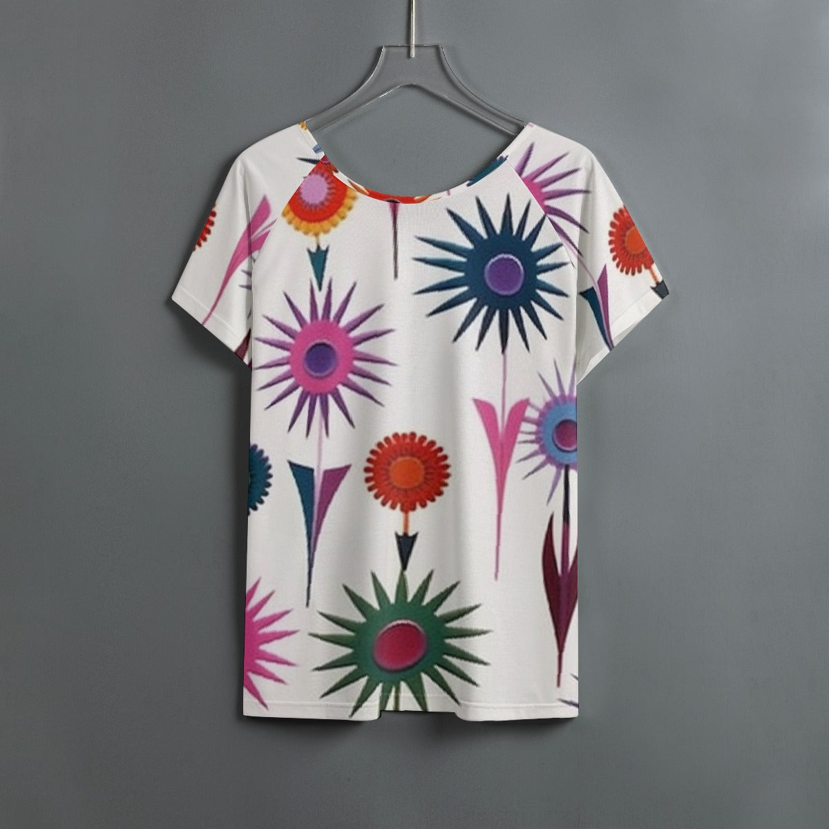 All-Over Print Women's Round Neck T-shirt With Raglan Sleeve