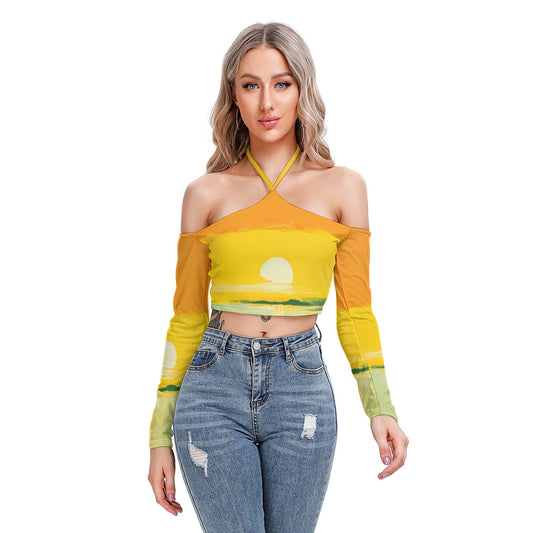 All-Over Print Women's Halter Lace-up Top