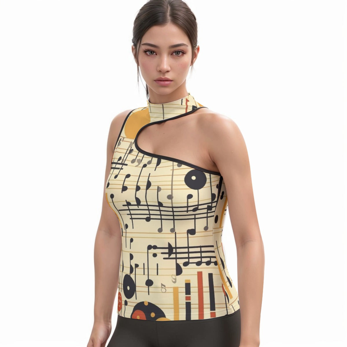 All-Over Print Women's Halter Sleeveless Asymmetrical Tank Top