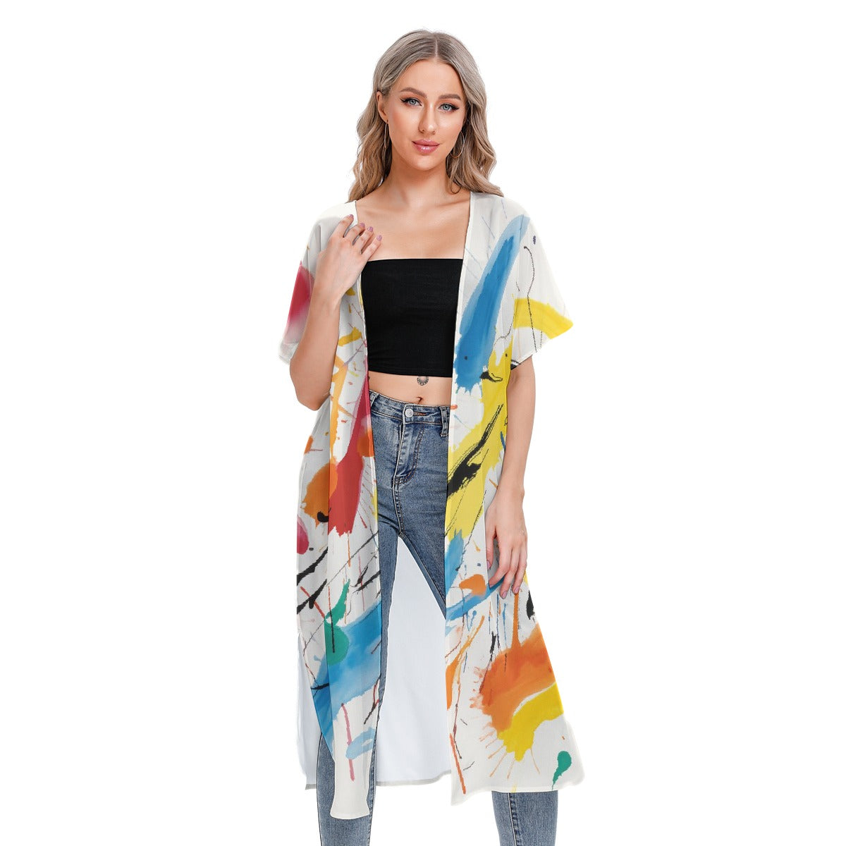 All-Over Print Women's Short Sleeve Cardigan