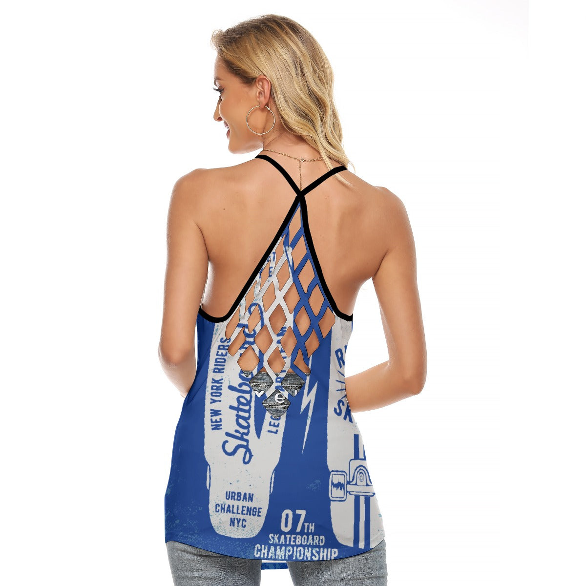 All-Over Print Women's Criss-Cross Open Back Tank Top
