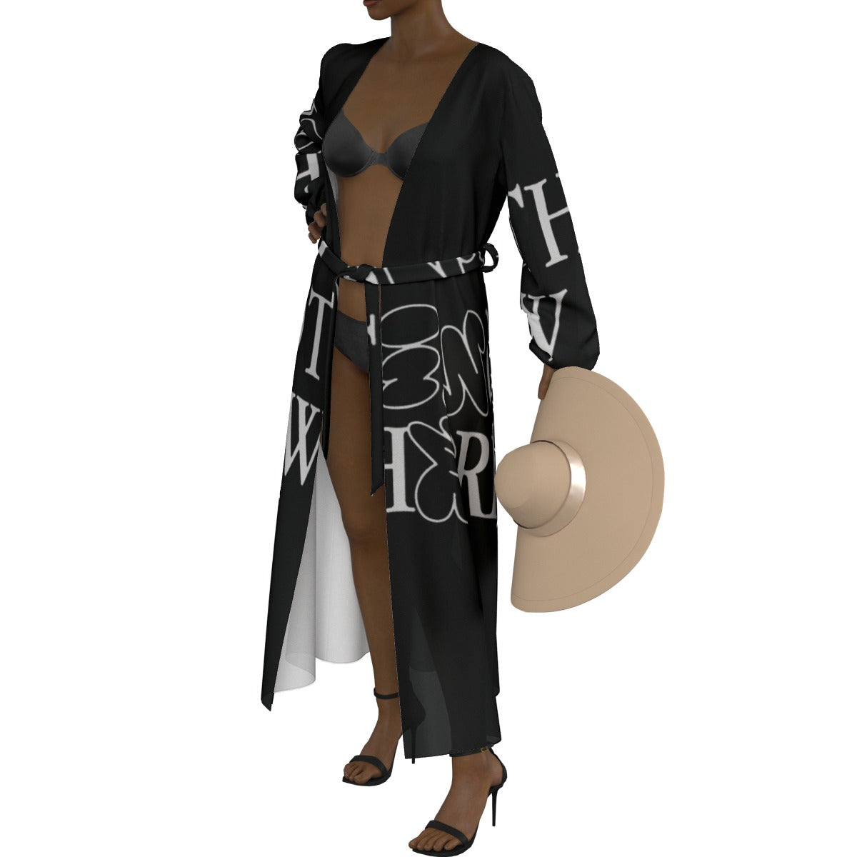 All-Over Print Women's Lace-up Chiffon Robe