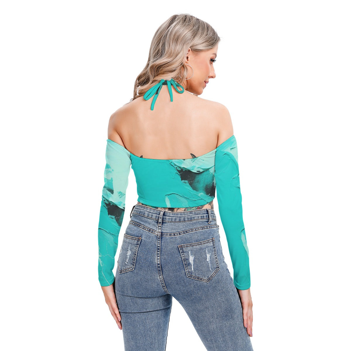 All-Over Print Women's Halter Lace-up Top