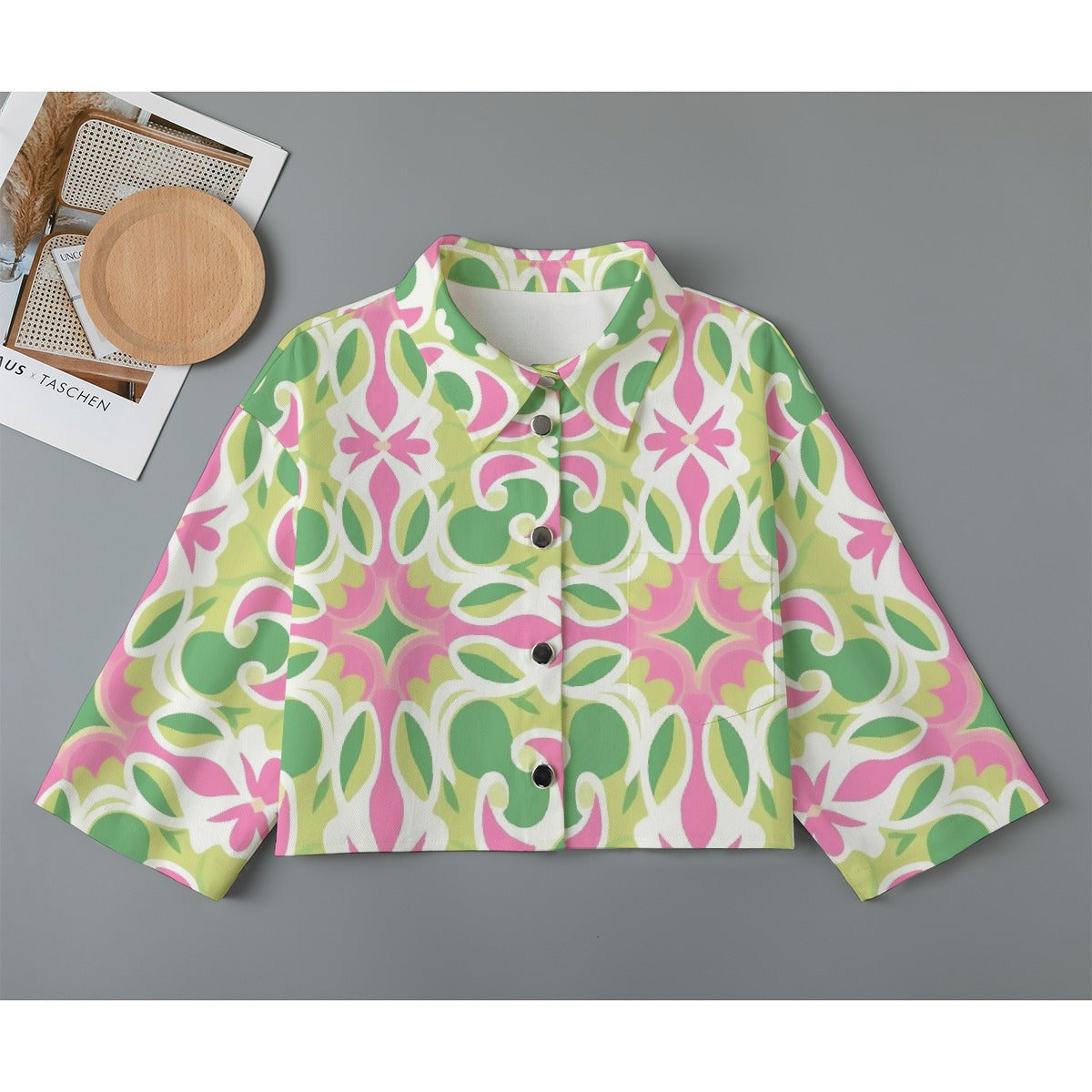 All-Over Print Women's Cropped Jacket | 245GSM Cotton