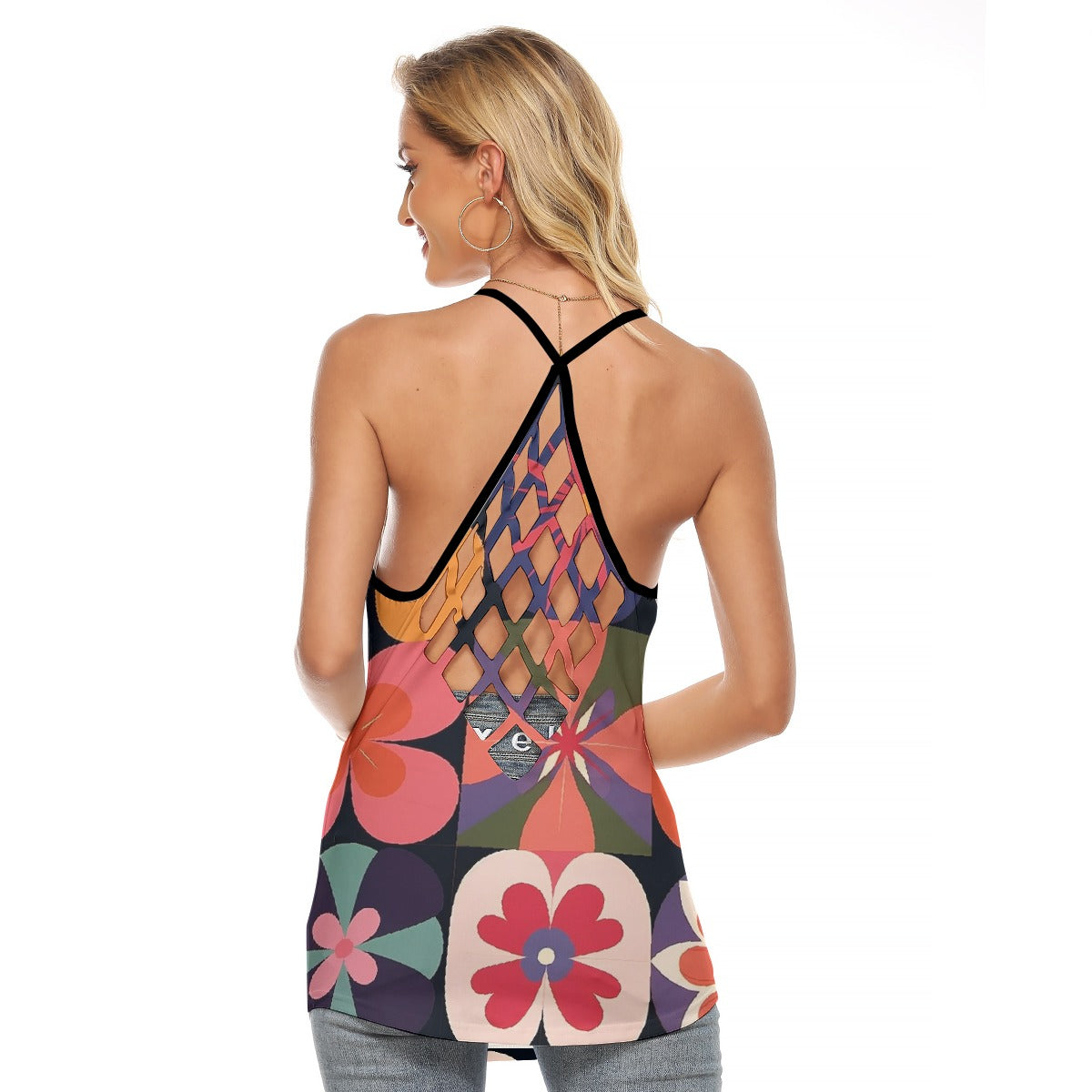 All-Over Print Women's Criss-Cross Open Back Tank Top