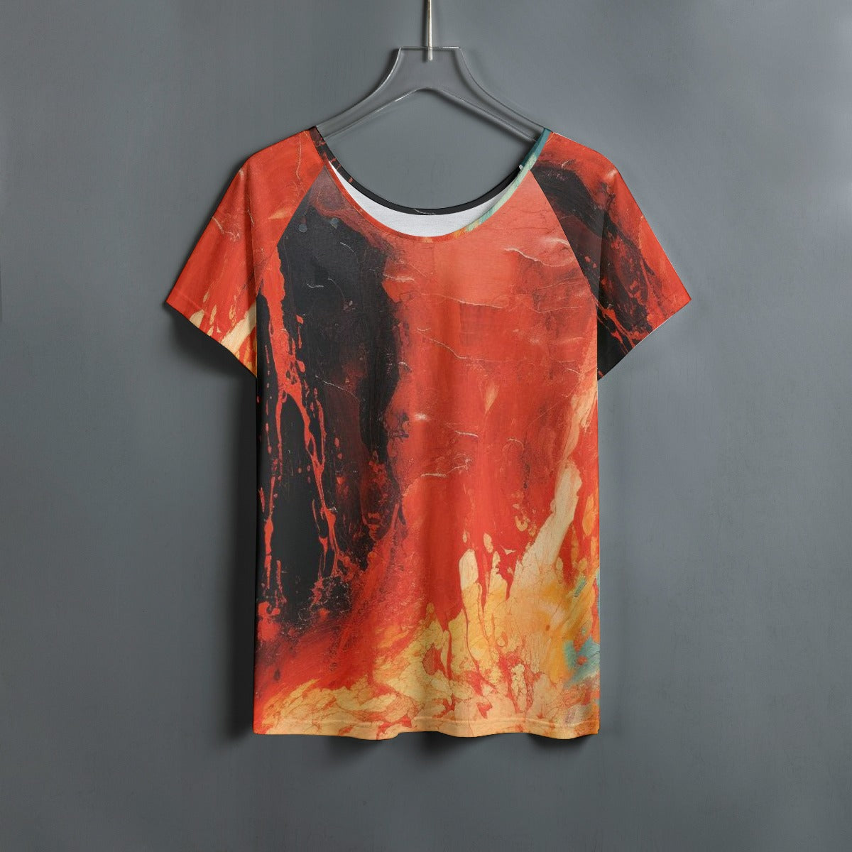 All-Over Print Women's Round Neck T-shirt With Raglan Sleeve