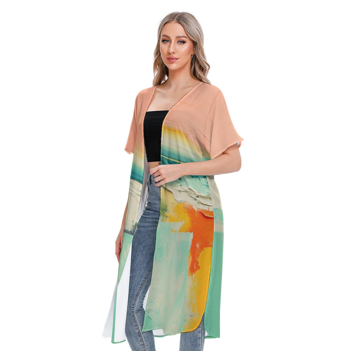 All-Over Print Women's Short Sleeve Cardigan