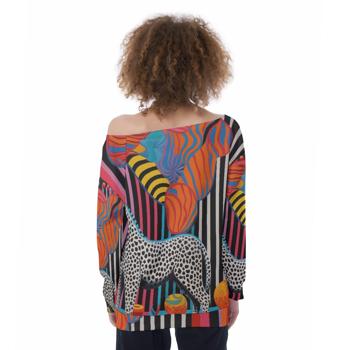 All-Over Print Oversized Women's Off-Shoulder Sweatshirt