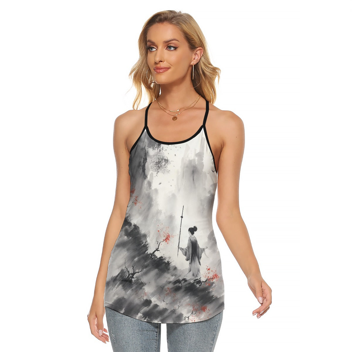 All-Over Print Women's Criss-Cross Open Back Tank Top
